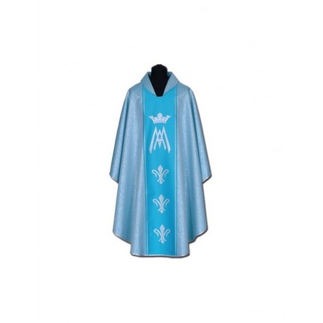 Casulla mariana azul + adorno plateado (56A)