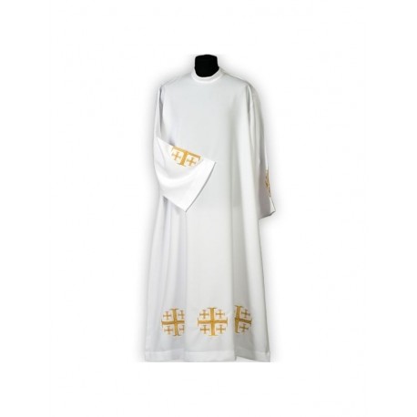 Alba sacerdotal bordada, cruces de Jerusalén (14)