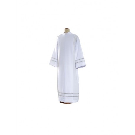 Alba sacerdotal blanca con malla ceniza (19)