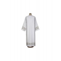 Alba sacerdotal con inserto de algodón blanco IHS (20)