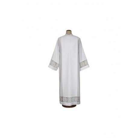 Alba sacerdotal con inserto de algodón blanco IHS (20)