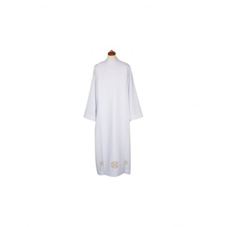 Alba sacerdotal blanca con bordado decorativo (22)