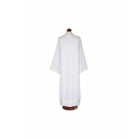 Alba sacerdotal con inserción de algodón blanco, guipur (23)