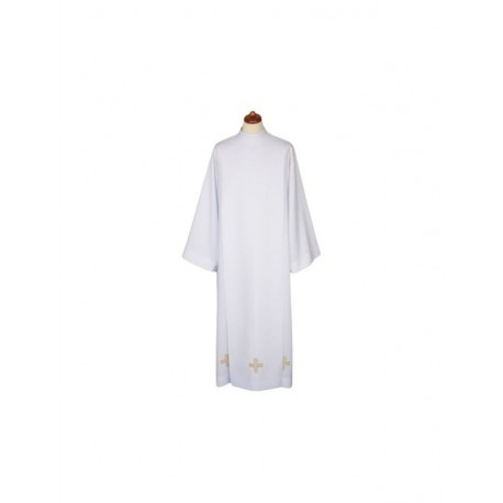 Alba sacerdotal blanca con bordado decorativo (31)