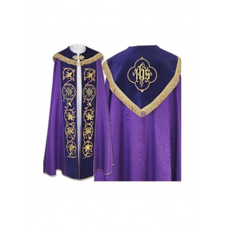Capa morada bordada IHS - rayas de terciopelo (80)