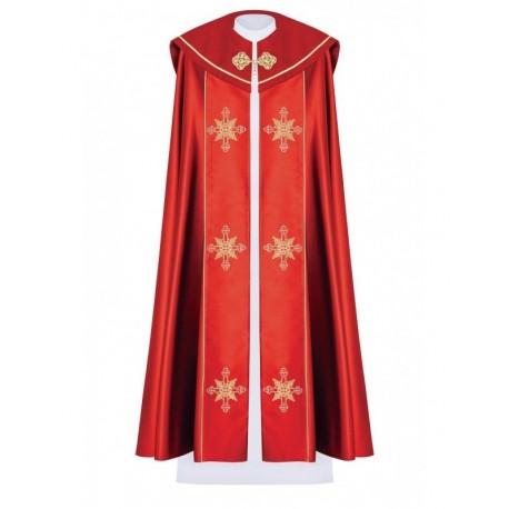 Capa litúrgica bordada IHS - rojo (38)