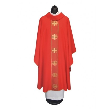 Casulla con cruces de Jerusalén - roja