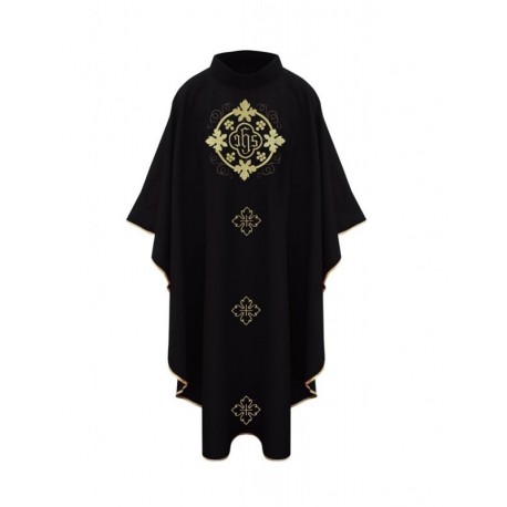Casulla con IHS y cruces - negra