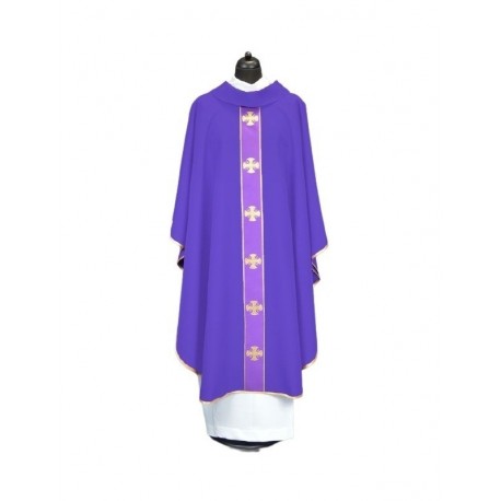 Casulla con cinturón decorativo con cruces - morado