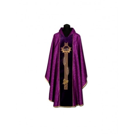 Casulla de damasco, cinturón de terciopelo (002)