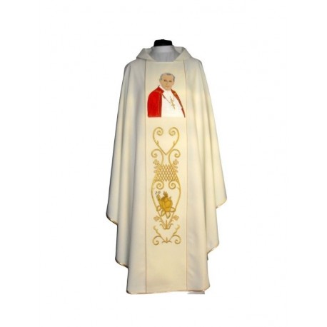 Casulla con la imagen de Juan Pablo II - material liso