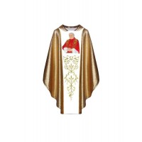 Casulla con la imagen de Juan Pablo II - material dorado (B)