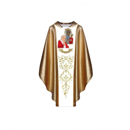 Casulla con la imagen de Juan Pablo II y MB Czestochowa
