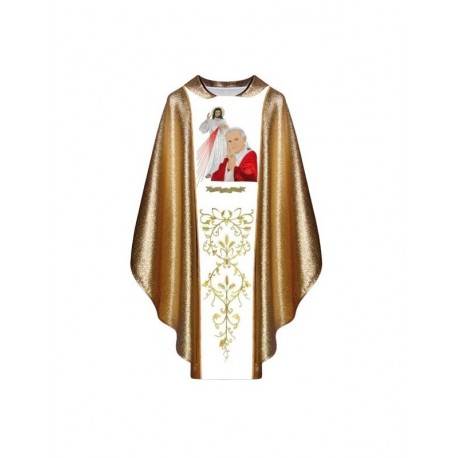 Casulla con la imagen de Juan Pablo II y Jesús Misericordioso