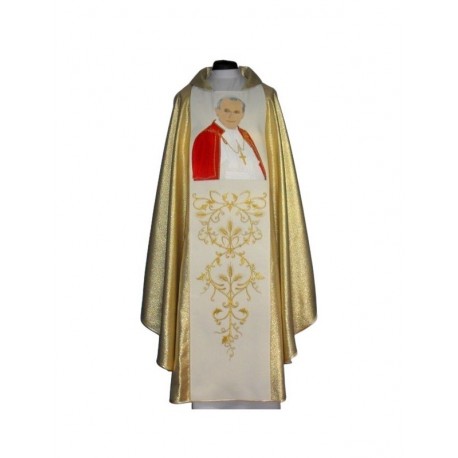 Casulla con la imagen de Juan Pablo II - cinturón ancho