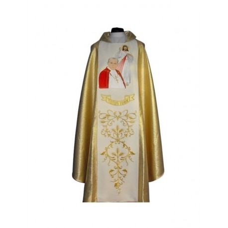 Casulla con la imagen de Juan Pablo II y Jesús Misericordioso - cinturón ancho