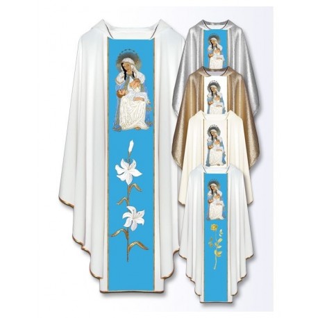 Casulla con imagen bordada - Nuestra Señora de Puerto Rico