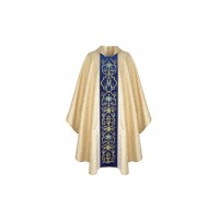 Casulla mariana bordada en oro, cinturón azul (33)