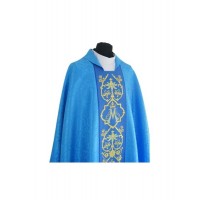 Casulla mariana gótica, jacquard azul