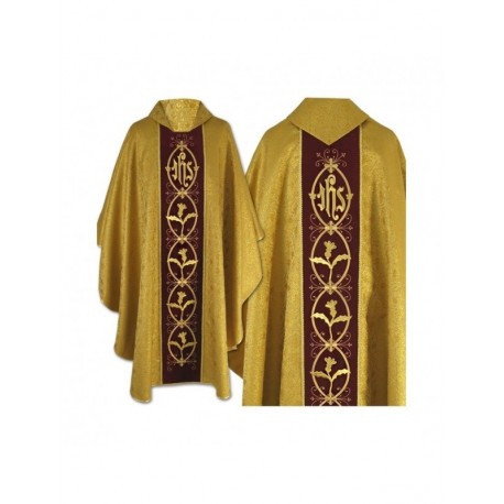 Casulla gótica bordada en oro - tejido brocado (44)
