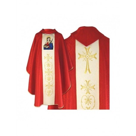 Casulla bordada con la imagen de Santa Lucía