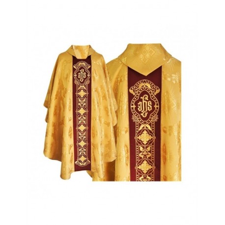 Casulla gótica, tejido jacquard, miel dorada (63)