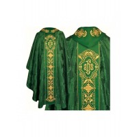 Casulla gótica, tejido jacquard, verde (67)