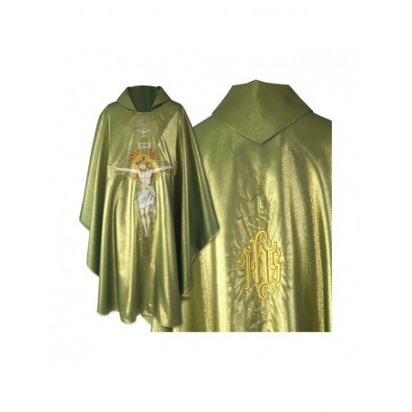 Casulla gótica verde - Crucifixión de Jesús (25)