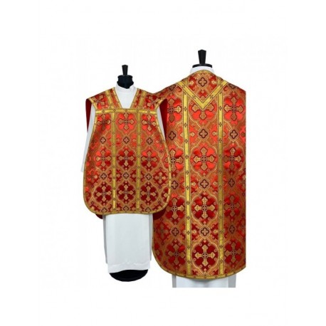 Casulla romana roja - tejido de seda (24)