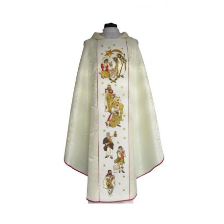 Casulla de Navidad rosetón crudo - Sagrada Familia (5)