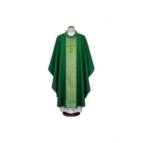 Casulla bordada verde - piedras decorativas (11)
