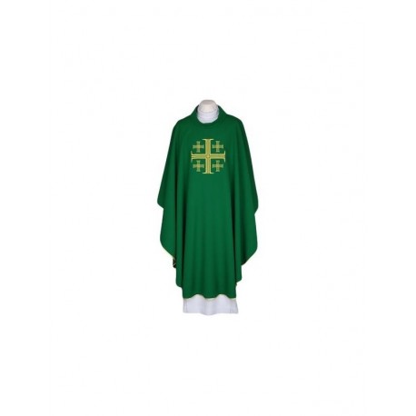 Casulla bordada verde - Cruz de Jerusalén (85)