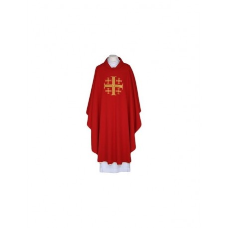 Casulla roja bordada - Cruz de Jerusalén (86)