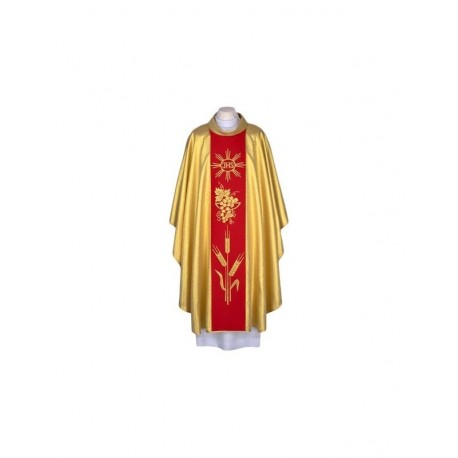Casulla dorada con IHS - cinturón decorativo tejido (96)
