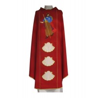 Casulla roja, bordada - Santiago (2)