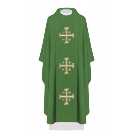 Casulla bordada Cruces de Jerusalén - verde (H8)