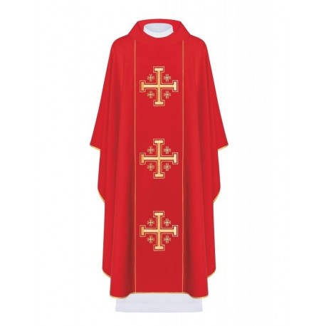 Casulla bordada Cruces de Jerusalén - rojo (H8)