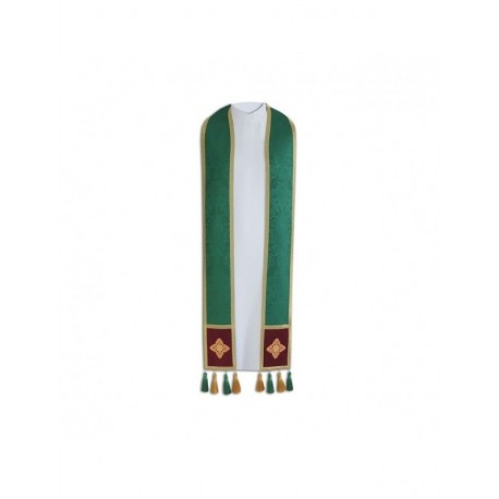 Estola de sacerdote con espigas, rayas de terciopelo (verde)