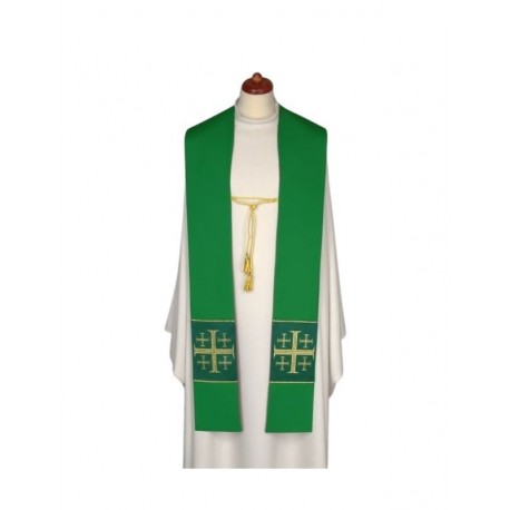 Estola púrpura/verde de doble cara con cordón decorativo (22)
