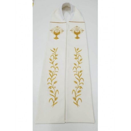Estola de sacerdote bordada en crudo - orejas, cáliz (1)