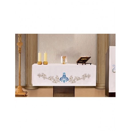 Mantel de altar - símbolo mariano bordado + Lirios