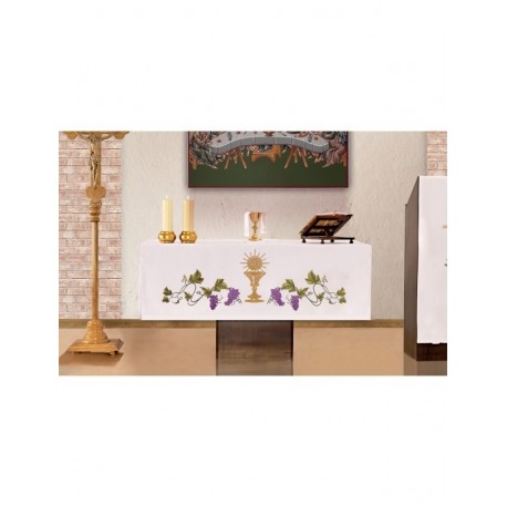 Mantel de altar - símbolo bordado cáliz, IHS, uvas