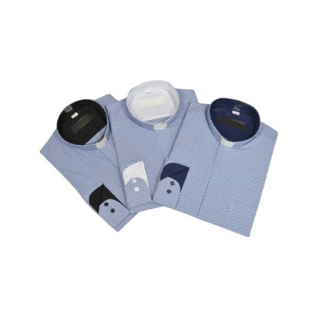 Camisa del clero - rejilla azul