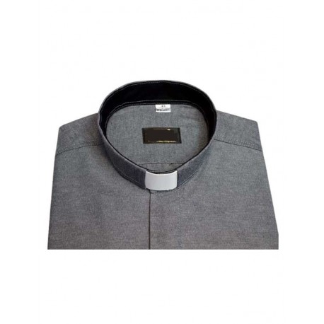 Camisa de clérigo - gris, inserción negra