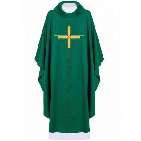 Casulla bordada con cruz - verde (H73)