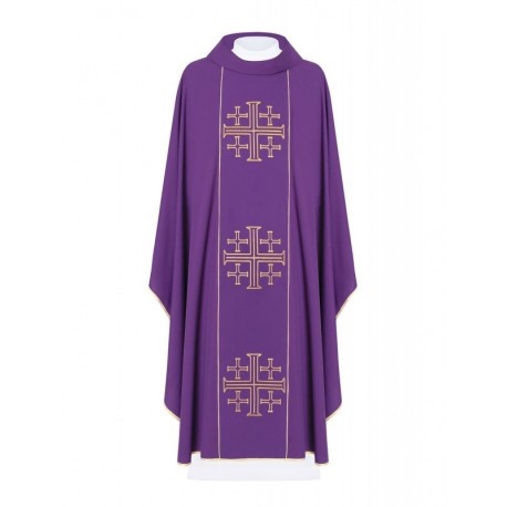 Casulla bordada Cruces de Jerusalén - morado (H166)