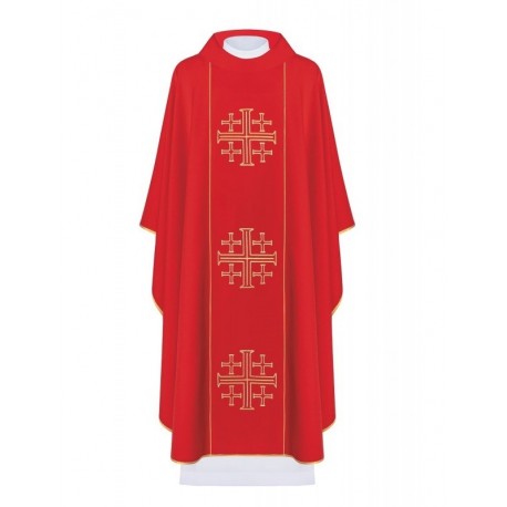 Casulla bordada Cruces de Jerusalén - rojo (H169)