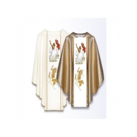 Casulla bordada con cinturón "Jesús Resucitado"