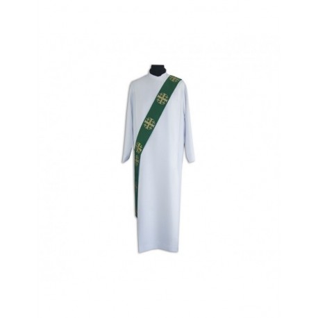 Estola verde de diácono - bordado cruces de Jerusalén